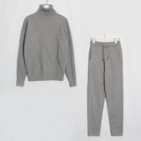 Wixra Autumn Winter Casual Knitted Women's Sets Turtleneck Long Sleeve Sweaters Lace-up Pants Solid Sets For Ladies - RELEVAZA