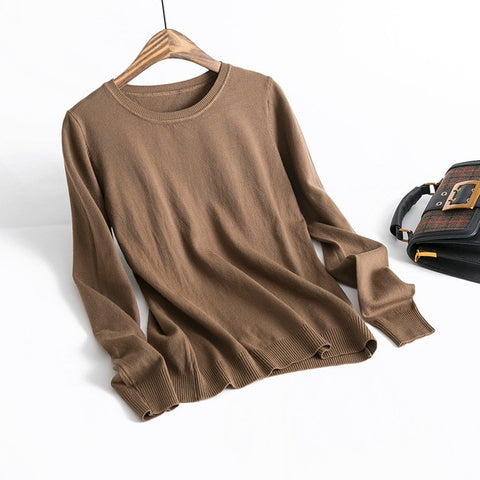 Casual Round Neck Cashmere Sweater Woman Pullovers White Pink Knitting Sweater Female Jumpers 2019 Winter Clothes - RELEVAZA