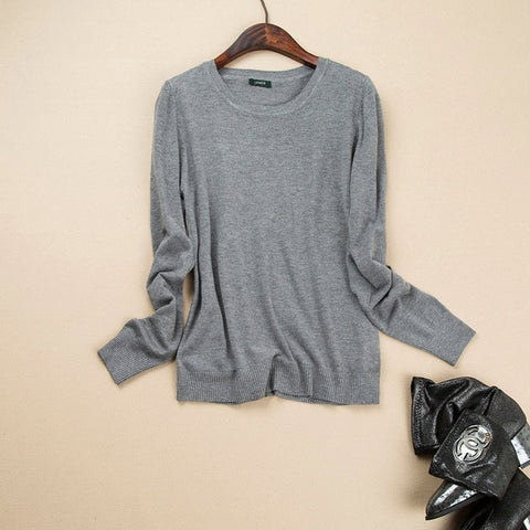 Casual Round Neck Cashmere Sweater Woman Pullovers White Pink Knitting Sweater Female Jumpers 2019 Winter Clothes - RELEVAZA