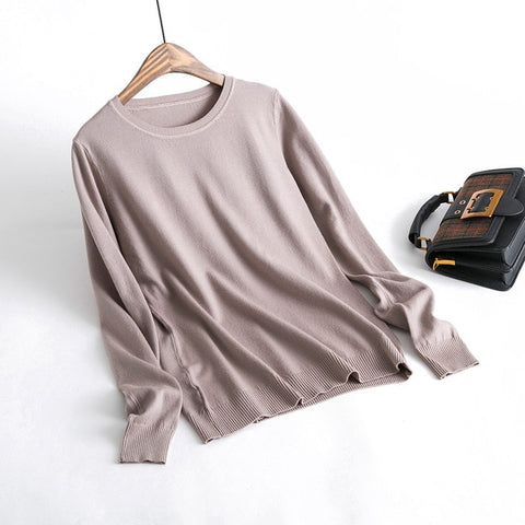Casual Round Neck Cashmere Sweater Woman Pullovers White Pink Knitting Sweater Female Jumpers 2019 Winter Clothes - RELEVAZA