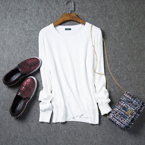 Casual Round Neck Cashmere Sweater Woman Pullovers White Pink Knitting Sweater Female Jumpers 2019 Winter Clothes - RELEVAZA