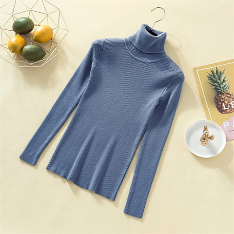Knit Sweater Women Turtleneck Casual Pure Cashmere Pullover Autumn Winter Solid Long Sleeve Slim-jumper Soft Tops Pull Femme - RELEVAZA