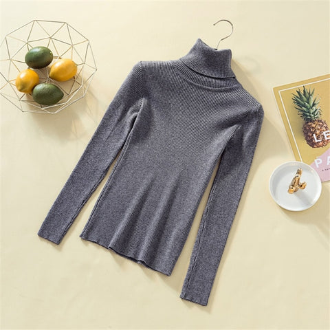 Knit Sweater Women Turtleneck Casual Pure Cashmere Pullover Autumn Winter Solid Long Sleeve Slim-jumper Soft Tops Pull Femme - RELEVAZA