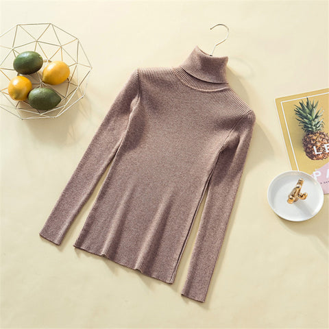 Knit Sweater Women Turtleneck Casual Pure Cashmere Pullover Autumn Winter Solid Long Sleeve Slim-jumper Soft Tops Pull Femme - RELEVAZA