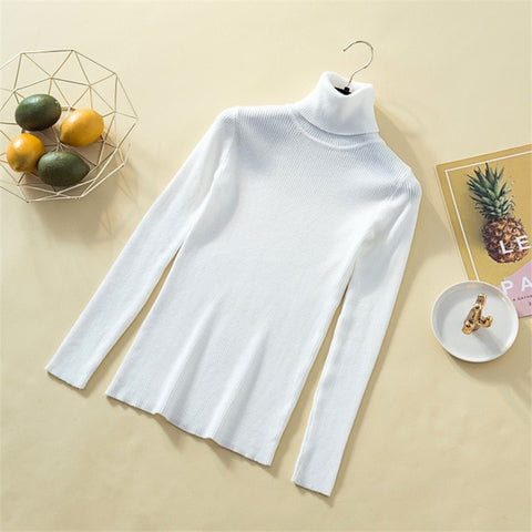 Knit Sweater Women Turtleneck Casual Pure Cashmere Pullover Autumn Winter Solid Long Sleeve Slim-jumper Soft Tops Pull Femme - RELEVAZA
