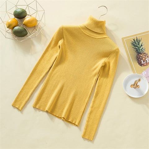 Knit Sweater Women Turtleneck Casual Pure Cashmere Pullover Autumn Winter Solid Long Sleeve Slim-jumper Soft Tops Pull Femme - RELEVAZA