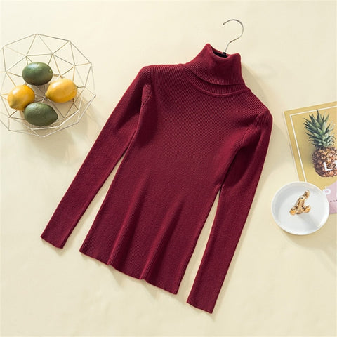 Knit Sweater Women Turtleneck Casual Pure Cashmere Pullover Autumn Winter Solid Long Sleeve Slim-jumper Soft Tops Pull Femme - RELEVAZA