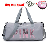 The latest design sequins PINK letter fitness bag dry and wet separation sports bag shoulder Messenger bag couple handbag travel - RELEVAZA