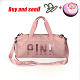 The latest design sequins PINK letter fitness bag dry and wet separation sports bag shoulder Messenger bag couple handbag travel - RELEVAZA