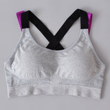 LUKITAS Women Sports Bra Top Fitness Push Up Cross Strap Sexy Yoga Bra Gym Running Padded Tank Jogging Fitness  Padded Vest Tops - RELEVAZA