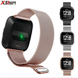 XShum Metal Stainless Steel Band For Fitbit Versa Strap Wrist Milanese Magnetic Bracelet fit bit Lite Verse 2 Band Accessories - RELEVAZA