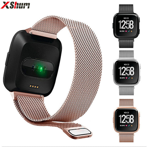 XShum Metal Stainless Steel Band For Fitbit Versa Strap Wrist Milanese Magnetic Bracelet fit bit Lite Verse 2 Band Accessories - RELEVAZA