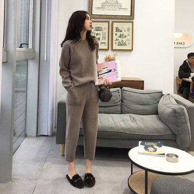 Women Sweater Two Piece knitted Sets Slim Tracksuit 2019 Spring Autumn Fashion Sweatshirts Sporting Suit Female - RELEVAZA