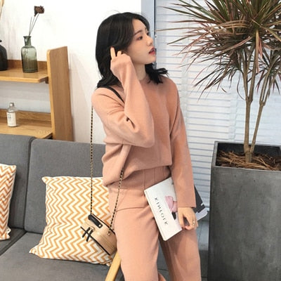 Women Sweater Two Piece knitted Sets Slim Tracksuit 2019 Spring Autumn Fashion Sweatshirts Sporting Suit Female - RELEVAZA