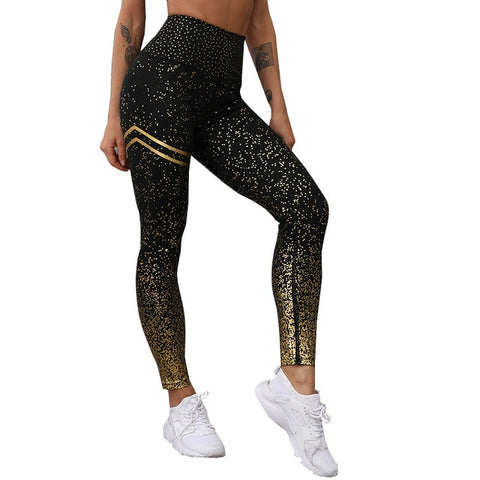 NORMOV New Hotsale Women Gold Print Leggings No Transparent Exercise Fitness Leggings Push Up Workout Female Pants - RELEVAZA