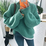 Sweater Women 2019 Autumn Winter Fashion Solid O Neck Pullover Sweaters Korean Style Knitted Long Sleeve Jumpers Casual Tops - RELEVAZA