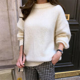 Sweater Women 2019 Autumn Winter Fashion Solid O Neck Pullover Sweaters Korean Style Knitted Long Sleeve Jumpers Casual Tops - RELEVAZA