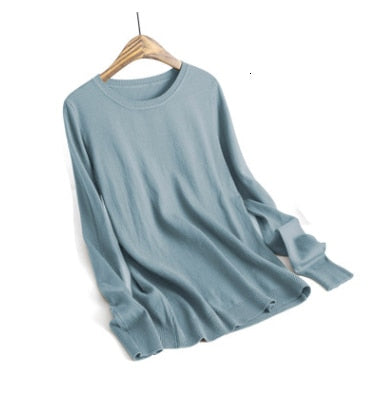 Casual Round Neck Cashmere Sweater Woman Pullovers White Pink Knitting Sweater Female Jumpers 2019 Winter Clothes - RELEVAZA