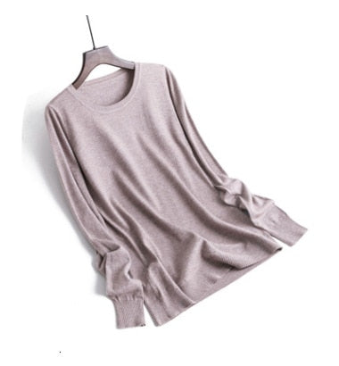Casual Round Neck Cashmere Sweater Woman Pullovers White Pink Knitting Sweater Female Jumpers 2019 Winter Clothes - RELEVAZA