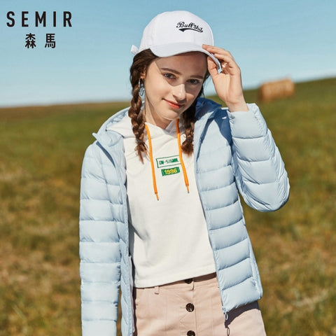 SEMIR 2019 New basic Down Winter jackets Women Winter plus velvet hooded Coats Down Winter Jacket Woman Outwear warm portable - RELEVAZA