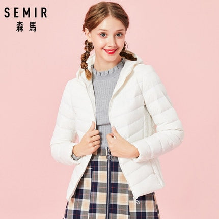 SEMIR 2019 New basic Down Winter jackets Women Winter plus velvet hooded Coats Down Winter Jacket Woman Outwear warm portable - RELEVAZA