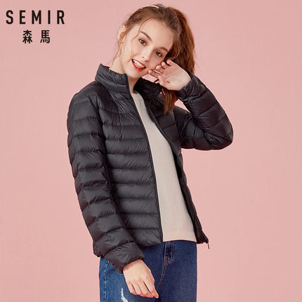SEMIR 2019 Down Winter Jacket Women Cotton Short Jackets New Down Padded Hooded Warm Autumn Slim Coat Female Casual Tops - RELEVAZA