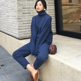 Casual Sweater Pants Knitted 2 Pieces Set Turtleneck Pullovers & Elastic Waist Pants Women Sweater Sets 2019 Autumn Knitted Set - RELEVAZA