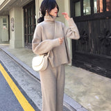 Casual Sweater Pants Knitted 2 Pieces Set Turtleneck Pullovers & Elastic Waist Pants Women Sweater Sets 2019 Autumn Knitted Set - RELEVAZA