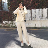 Casual Sweater Pants Knitted 2 Pieces Set Turtleneck Pullovers & Elastic Waist Pants Women Sweater Sets 2019 Autumn Knitted Set - RELEVAZA