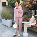 Casual Sweater Pants Knitted 2 Pieces Set Turtleneck Pullovers & Elastic Waist Pants Women Sweater Sets 2019 Autumn Knitted Set - RELEVAZA