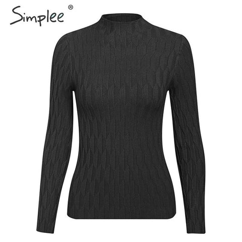 Simplee Knitted jumper sweater women autumn winter Long sleeve top turtleneck female sweater ladies bestmatch pullover jumpers - RELEVAZA