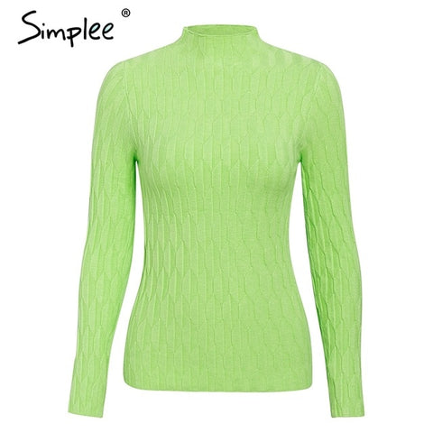 Simplee Knitted jumper sweater women autumn winter Long sleeve top turtleneck female sweater ladies bestmatch pullover jumpers - RELEVAZA