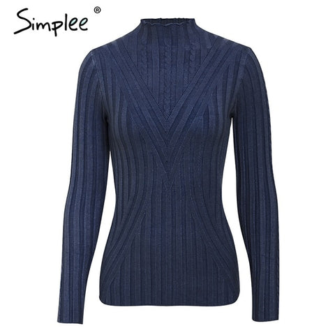 Simplee Knitted jumper sweater women autumn winter Long sleeve top turtleneck female sweater ladies bestmatch pullover jumpers - RELEVAZA