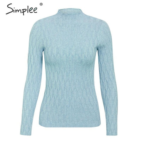 Simplee Knitted jumper sweater women autumn winter Long sleeve top turtleneck female sweater ladies bestmatch pullover jumpers - RELEVAZA
