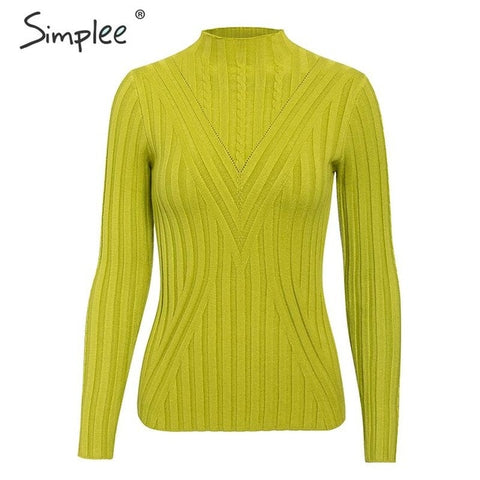 Simplee Knitted jumper sweater women autumn winter Long sleeve top turtleneck female sweater ladies bestmatch pullover jumpers - RELEVAZA
