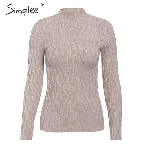 Simplee Knitted jumper sweater women autumn winter Long sleeve top turtleneck female sweater ladies bestmatch pullover jumpers - RELEVAZA