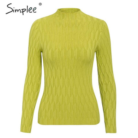 Simplee Knitted jumper sweater women autumn winter Long sleeve top turtleneck female sweater ladies bestmatch pullover jumpers - RELEVAZA