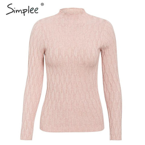 Simplee Knitted jumper sweater women autumn winter Long sleeve top turtleneck female sweater ladies bestmatch pullover jumpers - RELEVAZA