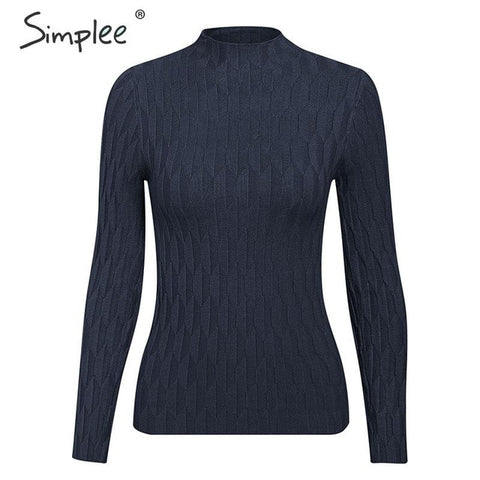 Simplee Knitted jumper sweater women autumn winter Long sleeve top turtleneck female sweater ladies bestmatch pullover jumpers - RELEVAZA