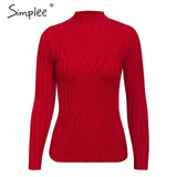 Simplee Knitted jumper sweater women autumn winter Long sleeve top turtleneck female sweater ladies bestmatch pullover jumpers - RELEVAZA