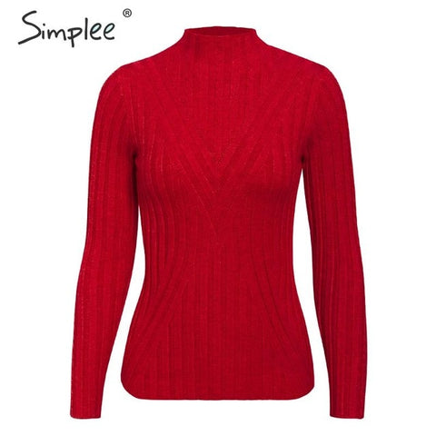 Simplee Knitted jumper sweater women autumn winter Long sleeve top turtleneck female sweater ladies bestmatch pullover jumpers - RELEVAZA