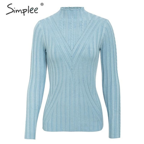 Simplee Knitted jumper sweater women autumn winter Long sleeve top turtleneck female sweater ladies bestmatch pullover jumpers - RELEVAZA