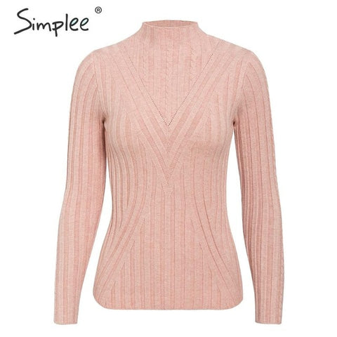Simplee Knitted jumper sweater women autumn winter Long sleeve top turtleneck female sweater ladies bestmatch pullover jumpers - RELEVAZA