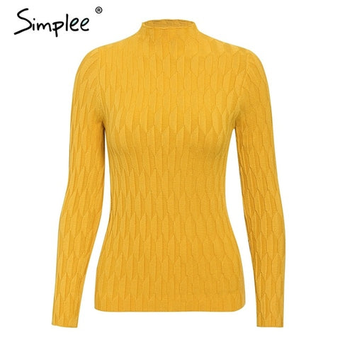 Simplee Knitted jumper sweater women autumn winter Long sleeve top turtleneck female sweater ladies bestmatch pullover jumpers - RELEVAZA