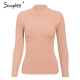 Simplee Knitted jumper sweater women autumn winter Long sleeve top turtleneck female sweater ladies bestmatch pullover jumpers - RELEVAZA