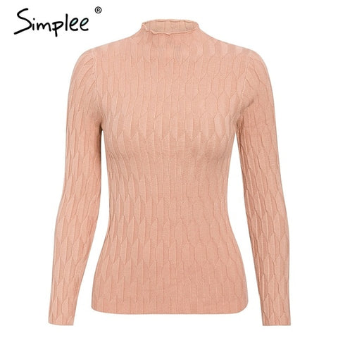Simplee Knitted jumper sweater women autumn winter Long sleeve top turtleneck female sweater ladies bestmatch pullover jumpers - RELEVAZA