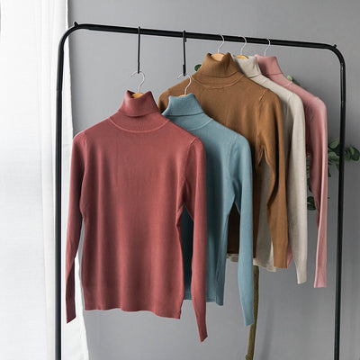 Cashmere Sweater Thin Basic Knitted Sweater Women Turtleneck Pullovers 2019 Autumn Winter Tops Female Jumpers - RELEVAZA
