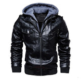 winter men's leather jacket motorcycle hooded jacket men's warm Leisure PU leather coats M-4XL - RELEVAZA