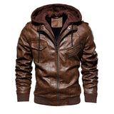 winter men's leather jacket motorcycle hooded jacket men's warm Leisure PU leather coats M-4XL - RELEVAZA