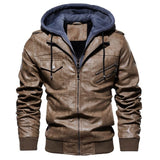 winter men's leather jacket motorcycle hooded jacket men's warm Leisure PU leather coats M-4XL - RELEVAZA